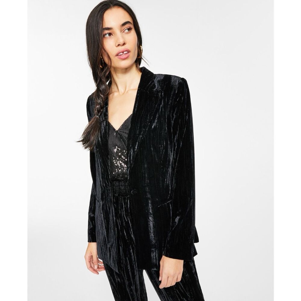 Leyden Velvet One Button‎ Blazer Black Size Medium